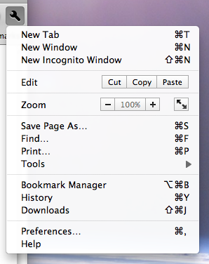 chrome menu ui
